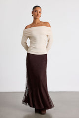 Coveted Favorite Cream Textured Off-the-Shoulder Top