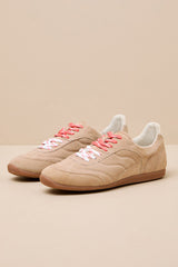 Laini Camel Suede Leather Lace-Up Sneakers
