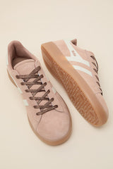 Aztec Cameo and Off White Suede Leather Lace-Up Sneakers
