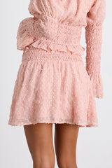 Katima Blush Pink Swiss Dot Smocked Mini Skirt