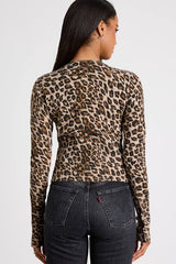 Alfara Brown Leopard Print Button-Front Cardigan Sweater