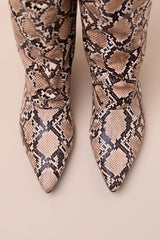 Alexandria Snake Knee-High Kitten Heel Boots