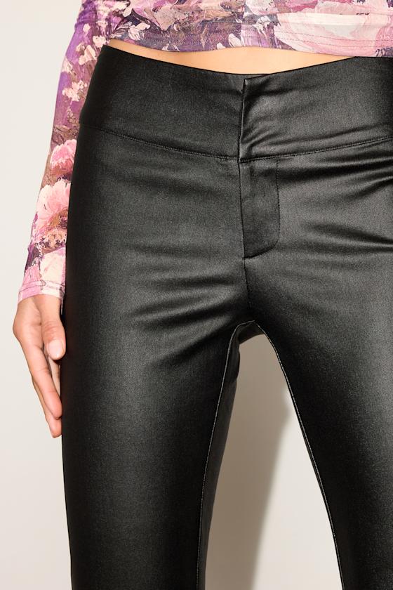 Hanson Black Coated Low-Rise Bootcut Pants