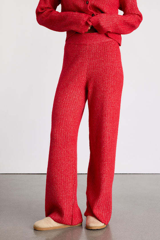Carvalho Red Ribbed Knit Sweater Pants