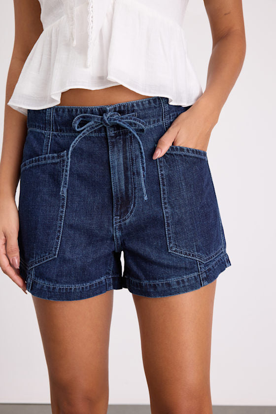 Catalina Dark Wash Denim Drawstring Shorts