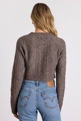Kaia Brown Marled Cable Knit Cropped Cardigan