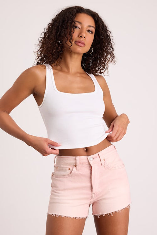 501 Original High Rise Light Pink Cutoff Denim Shorts
