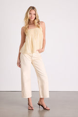 Lecky Beige Lavender Pleated Babydoll Tank Top