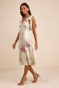 Zoella Pale Mint Floral Satin Tie-Strap Midi Dress