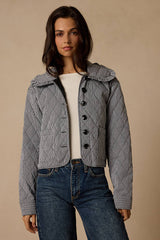 Ilona Black and White Gingham Quilted Collared Jacket