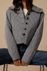 Ilona Black and White Gingham Quilted Collared Jacket