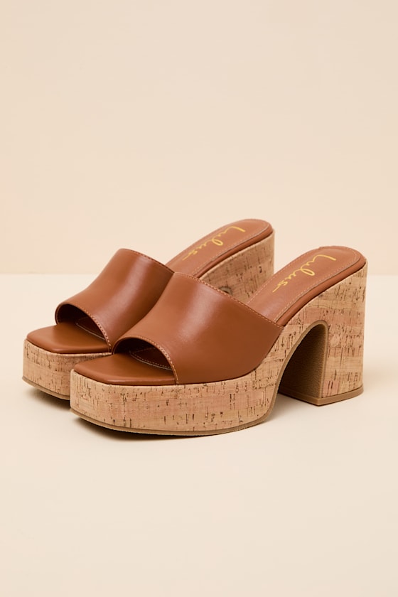 Drexel Brown Platform Slide Sandals