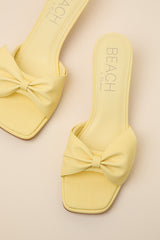 Pompano Yellow Bow Kitten Heel Slide Sandals