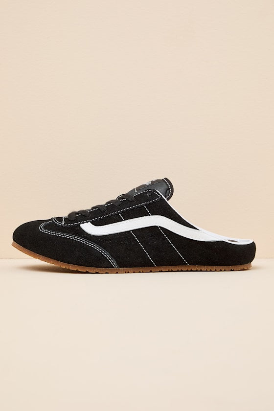 Super Lowpro Black Suede Leather Sneaker Mules