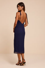 Rebecca Navy Tie-Strap Column Midi Dress