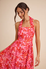 Conway Pink Floral Halter Midi Dress