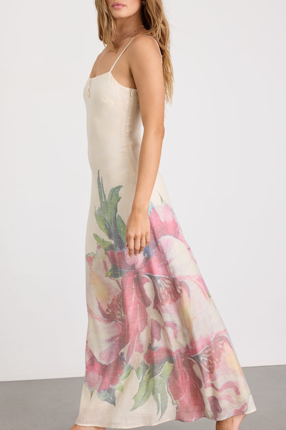 Rayan Cream Multi Floral Scoop Back Maxi Dress