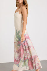 Rayan Cream Multi Floral Scoop Back Maxi Dress