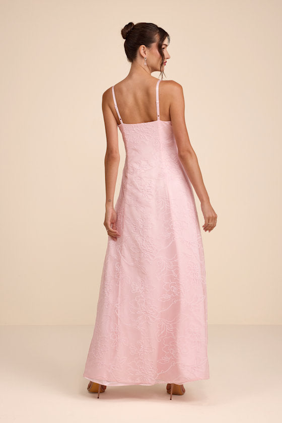 Mitzie Blush Pink Embroidered Maxi Dress