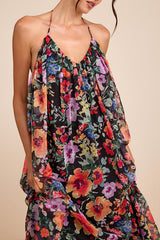 Ardelia Black Multi Floral Backless Shift Maxi Dress