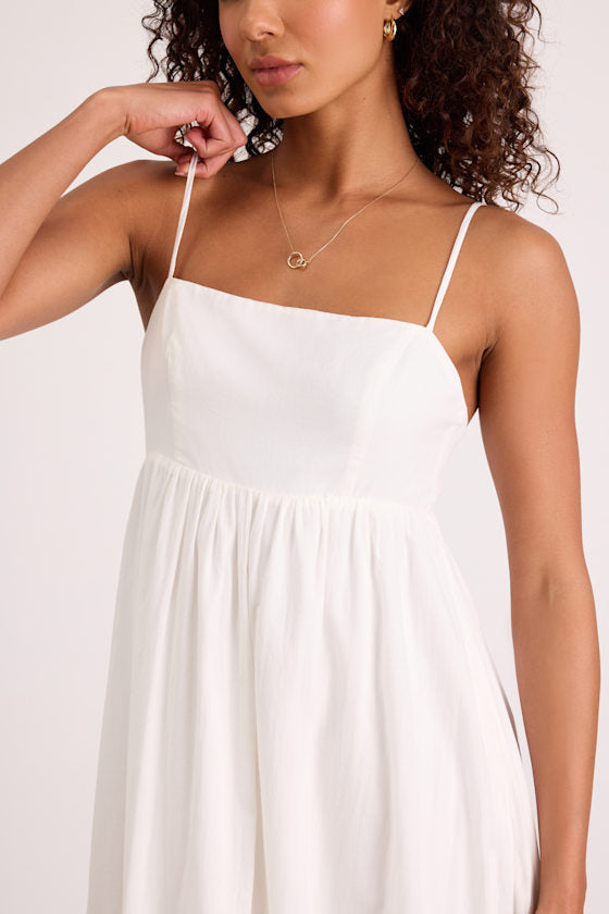Janie White Backless Maxi Dress
