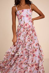Hensley Lavender Multi Floral Bustier Maxi Dress