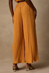 Nikaia Light Orange Plisse Wide-Leg Pants