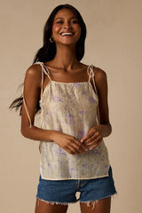 Avalon Cream Floral Tie-Strap Tank Top