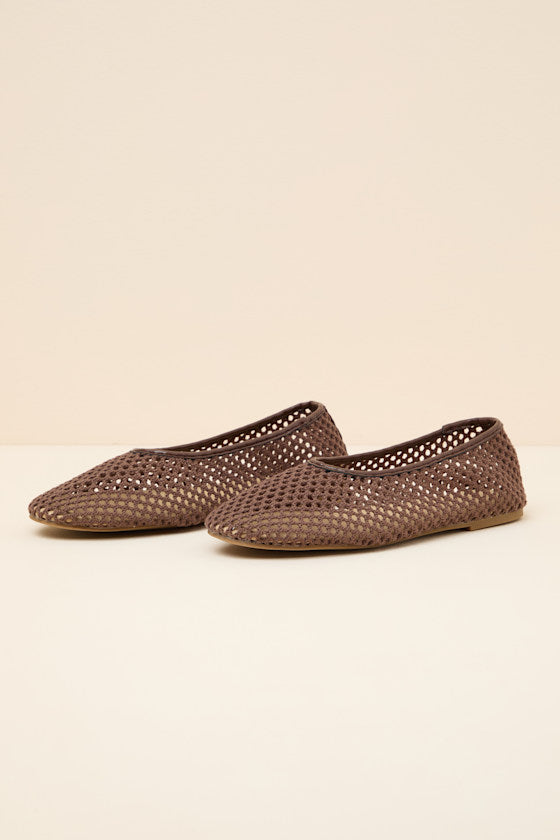 Marta Chocolate Woven Ballet Flats