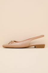 Camisa Beige Slingback Low Heel Pumps
