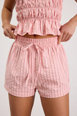 Christa Pink Striped Drawstring Shorts