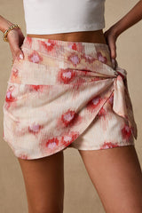 Komi Beige Multi Print Wrap Skort