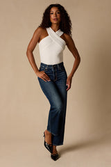 Berlinda Ivory Cross-Front Bodysuit