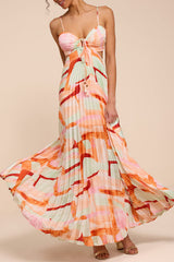 Myla Mint Green Multi Pleated Tie-Back Maxi Dress