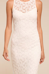 Asteria White Lace Column Wedding Dress