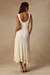 Effie Cream Lace V-Neck Midi Dress