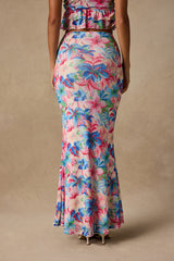 Romina Pink Multi Floral Mesh Maxi Skirt