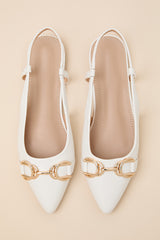 Lillian White Pointed-Toe Slingback Flats