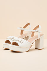 Iggy White Platform Ankle Strap High Heel Sandals