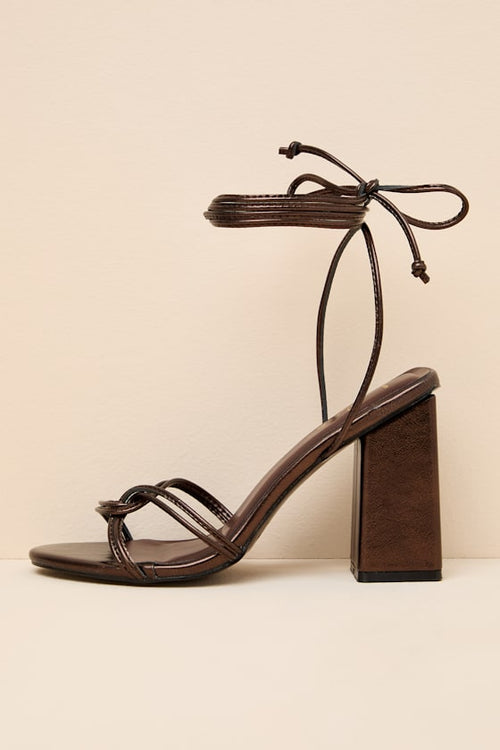 Adara Brown Metallic Lace-Up High Heel Sandals