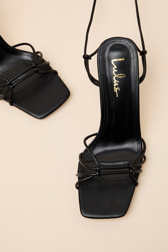 Anka Black Strappy Lace-Up High Heel Sandals