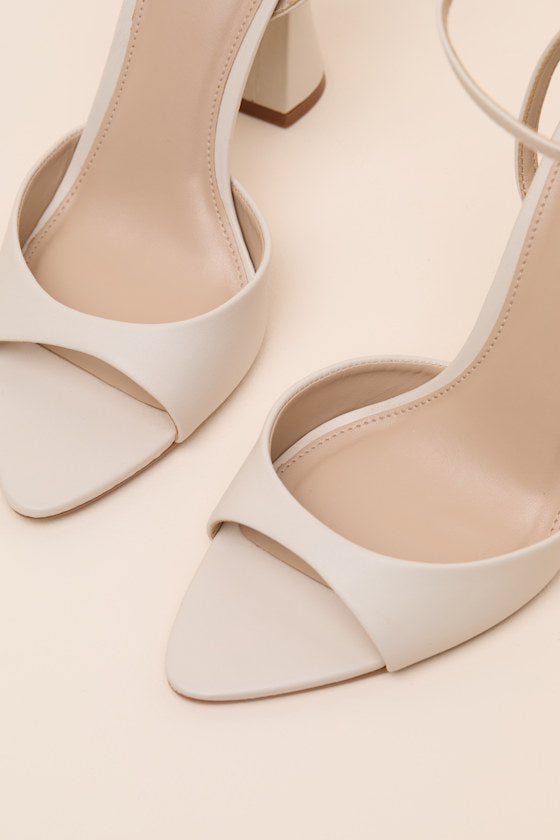 Beki Bone Leather Ankle Strap High Heel Sandals