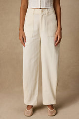 Merritt Cream Twill Barrel Leg Pants