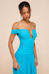 Aniya Turquoise Jersey Knit Drop Maxi Dress
