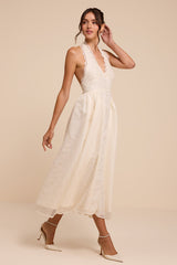 Finnley Ivory Lace Halter Midi Dress