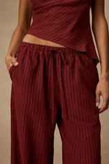 Ives Rust Red Pinstriped Drawstring Pants