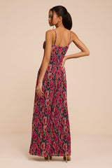 Kendlyn Navy Multi Floral Plisse Maxi Dress