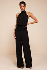 Kacey Black Backless Halter Jumpsuit