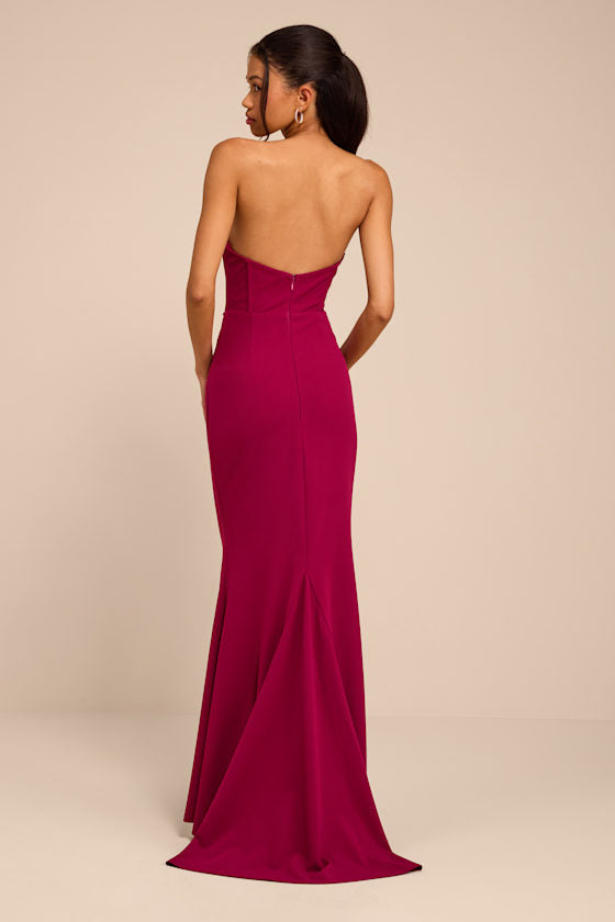 Laney Dark Magenta Strapless Corset Maxi Dress