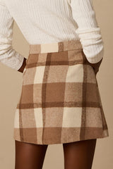 Mad for Plaid Light Brown Plaid Mini Skirt